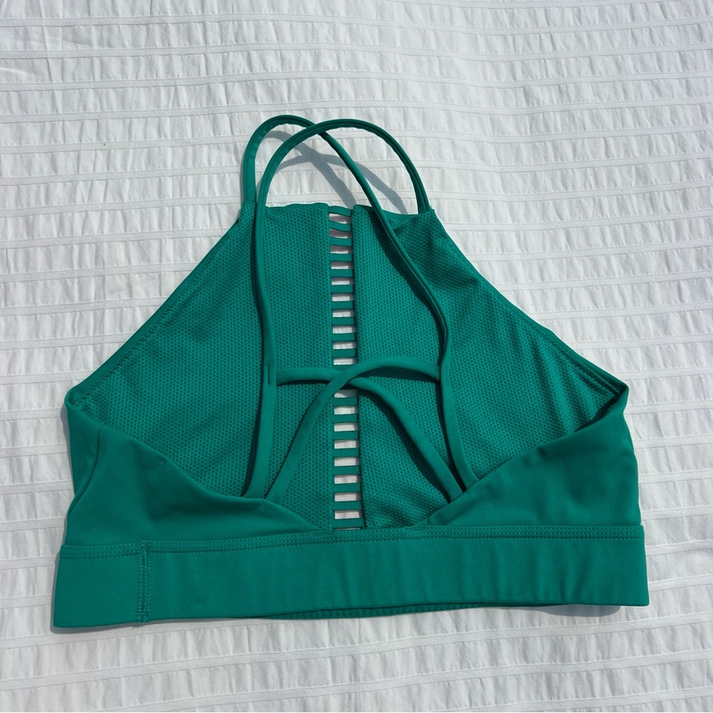 Nike Indy Rainbow Ladder Light-Support Padded High-Neck Sports Bra in Green, S - Picture 4 of 10